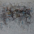 Spritual Reflection 6' abstract mixed-media painting by artist Rajesh Kumar Singh, 48x60 inch, on canvas