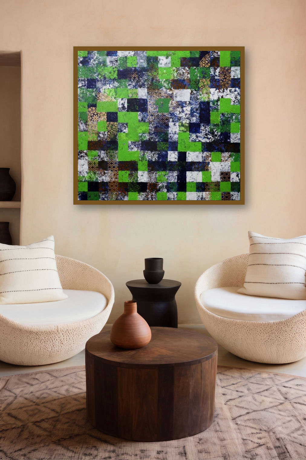 Square Pattern (Verdant Mosaic) by artist Ns Art displayed in a Contemporary gallery