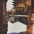 Square Of Sunshine Pillars Of Heritage' religious watercolor painting by artist Prashant Prabhu, 30x22 inch, on paper