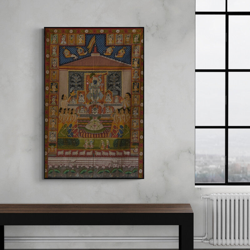 In-situ view of Artisan's 'Sreenathji Aarti Pichwai Art' painting in a room