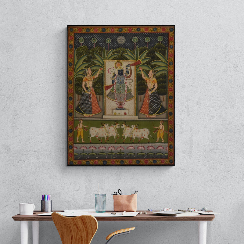 In-situ view of Artisan's 'Sreenathji Pichwai Art 1' painting in a room