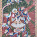 Religious pichwai traditional art titled 'Sreenathji With Peacock', 14x10 inches, by artist Pichwai Art on Cloth