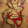 Religious acrylic painting titled 'Sri Krishnaganapati', 45x34 inches, by artist Bala Bhakta Raju on Canvas
