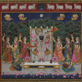 Religious tribal painting titled 'Srinathji', 36x60 inches, by artist Rajendra Khanna on Cloth