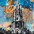 St Marys Blue Serenade' religious mixed-media painting by artist Anil Kumar, 45x32 inch, on canvas