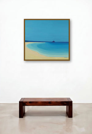 St Michaels Mount 2 (Coastal Vista) by artist SIMON MASON displayed in a Eclectic Executive Office