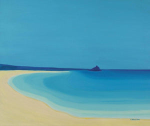 St Michaels Mount 2 (Coastal Vista) by SIMON MASON, Print Oil Seascape Painting on Canvas, X-Small Horizontal Wall Art