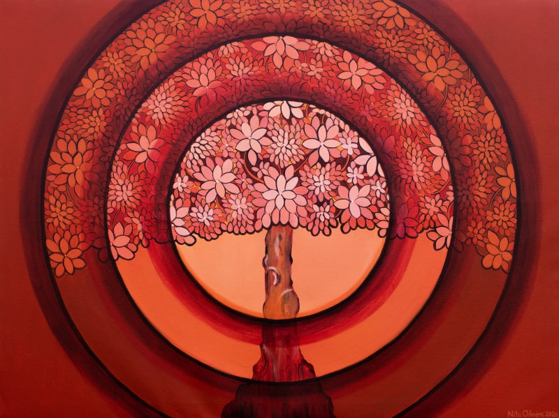 Stages of Conscious Evolution' nature acrylic painting by artist Nitu Chhajer, 36x48 inch, on canvas