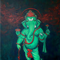 Standing Ganesha' religious acrylic painting by artist Chaitan Bhosale, 48x36 inch, on canvas