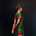 Figurative mixed-media painting titled 'Standing Lady 2', 40x30 inch, by artist Shashikant Dhotre on Paper