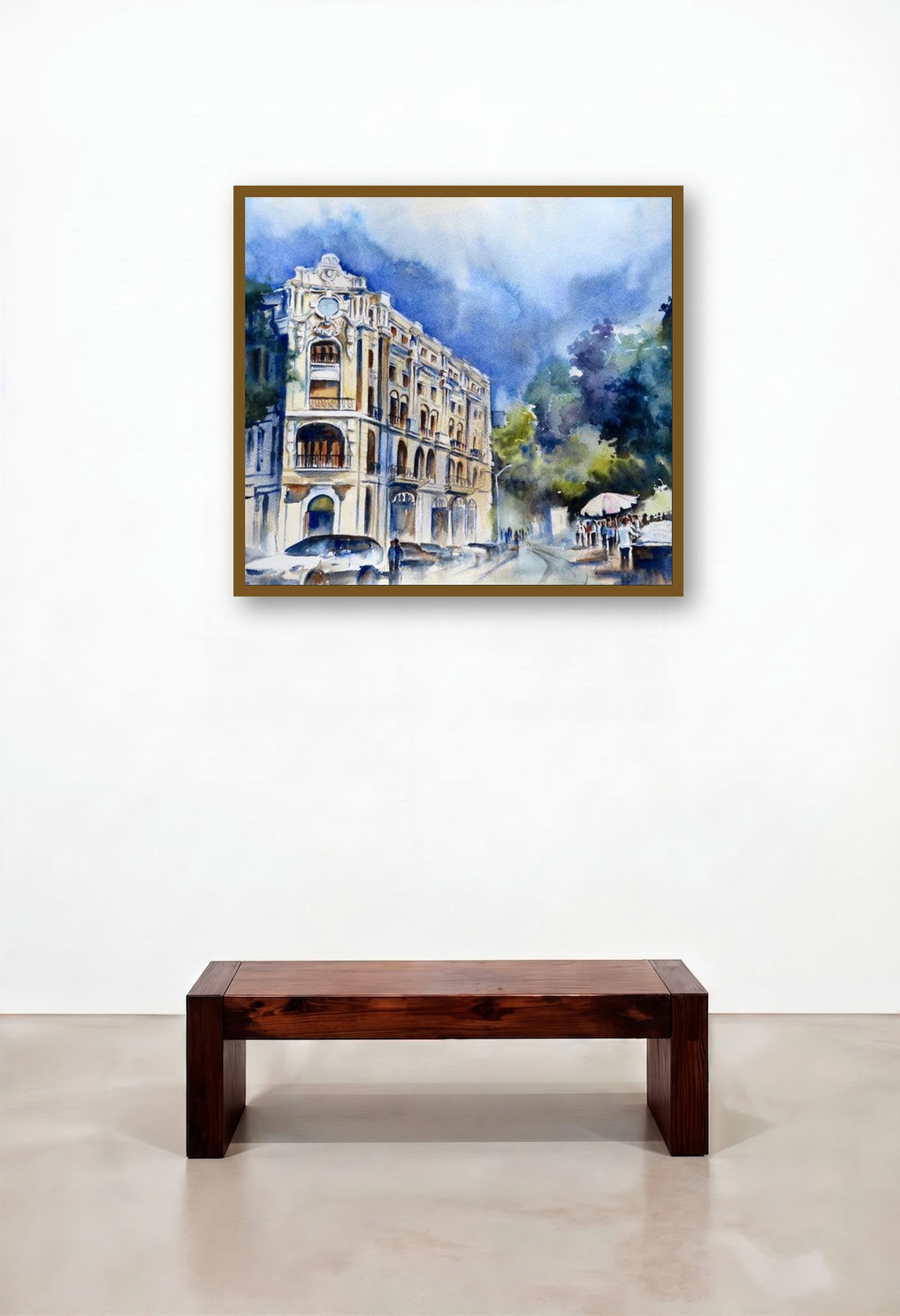 Standing Tall (A Glimpse of Colonial Era) by artist Lasya Upadhyaya displayed in a Boutique Hotel Style Lounge
