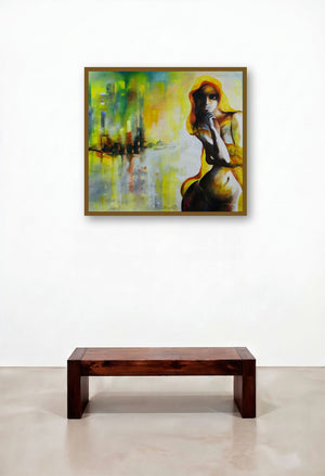 Staring Into The Void 4 (Azure Dreamscape) by artist Tejinder Ladi Singh displayed in a Modern Dining Room