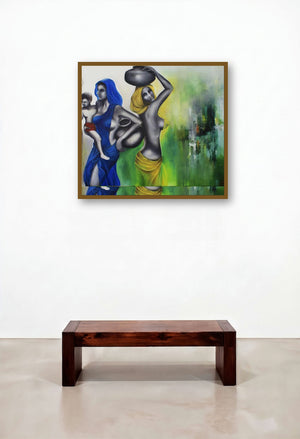 Staring Into The Void 6 (Liquid Lifeline) by artist Tejinder Ladi Singh displayed in a Rustic Executive Office