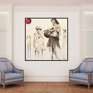 In-situ view of Tejinder Ladi Singh's 'Staring Into The Void 3 (Glimpses of Infinity)' painting in a room