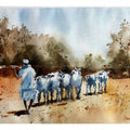 Landscape watercolor painting titled 'Starting For The Day', 14x10 inches, by artist Soven Roy on Paper