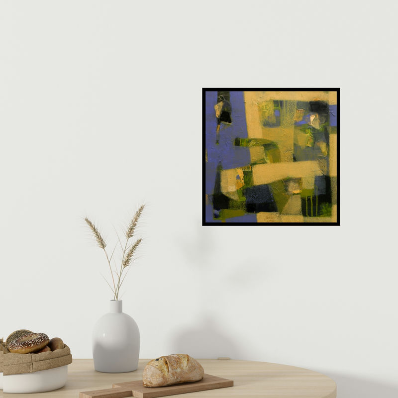 In-situ view of Jayesh Borse's 'State Of Mind 2 (Geometric Abstract Study)' painting in a room