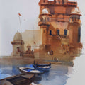 Step By Step Boat By Boat 5' religious watercolor painting by artist Prashant Prabhu, 22x15 inch, on paper