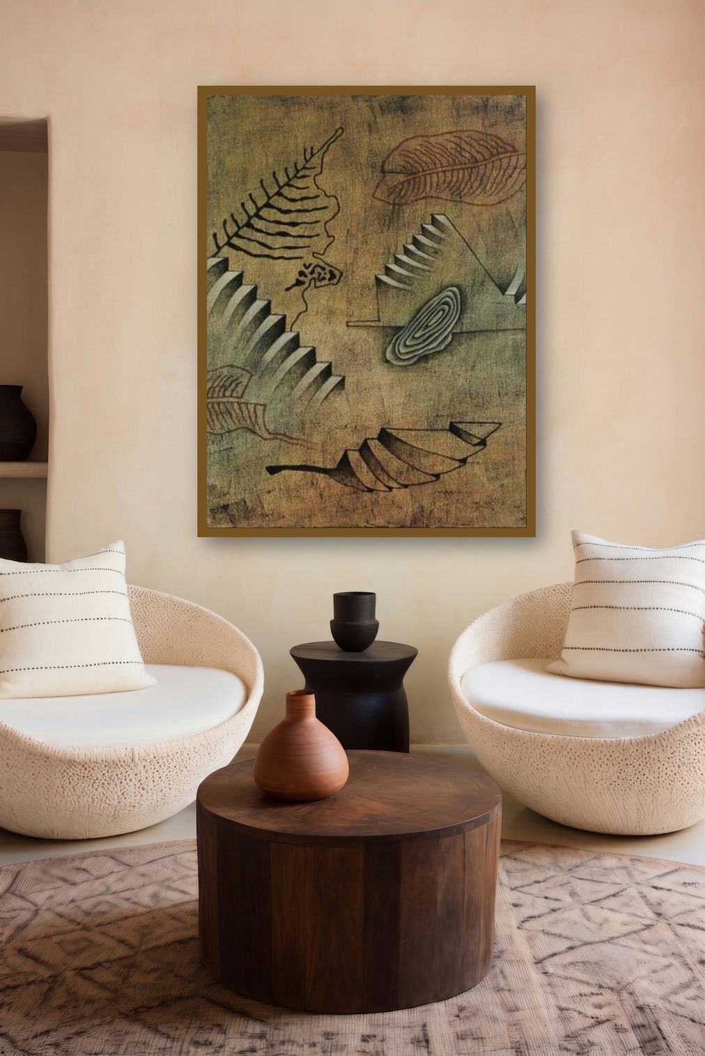 Stepping Leaf Abstract by artist Santosh More displayed in a Contemporary gallery