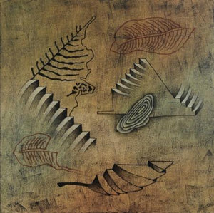 Stepping Leaf Abstract by Santosh More, Original Oil Abstract Painting on Canvas, Large Square Wall Art