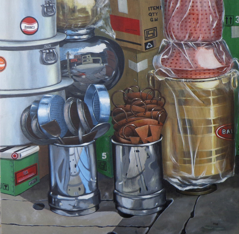 'Still Life' still-life acrylic painting by artist Divya Chinni, 36x36 inch, on canvas