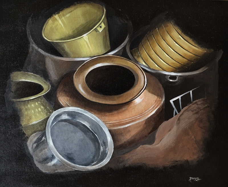 'Still Life 2' still-life acrylic painting by artist Divya Chinni, 20x24 inch, on canvas