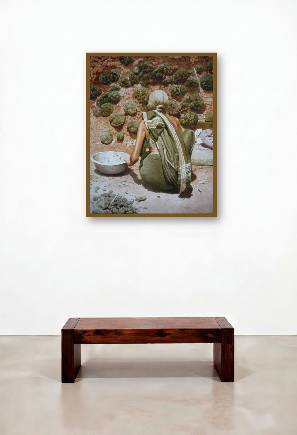 Still Life 2 (Dignity of Labor) by artist Raghunath Sahoo displayed in a Contemporary Luxury Executive Office