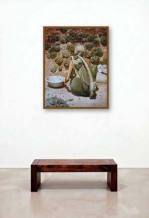 Still Life 2 (Dignity of Labor) by artist Raghunath Sahoo displayed in a Contemporary Luxury Executive Office