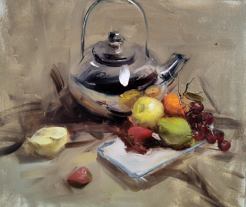 Still Life 3' still-life oil painting by artist Surabhi Gulwelkar, 9x11 inch, on linen