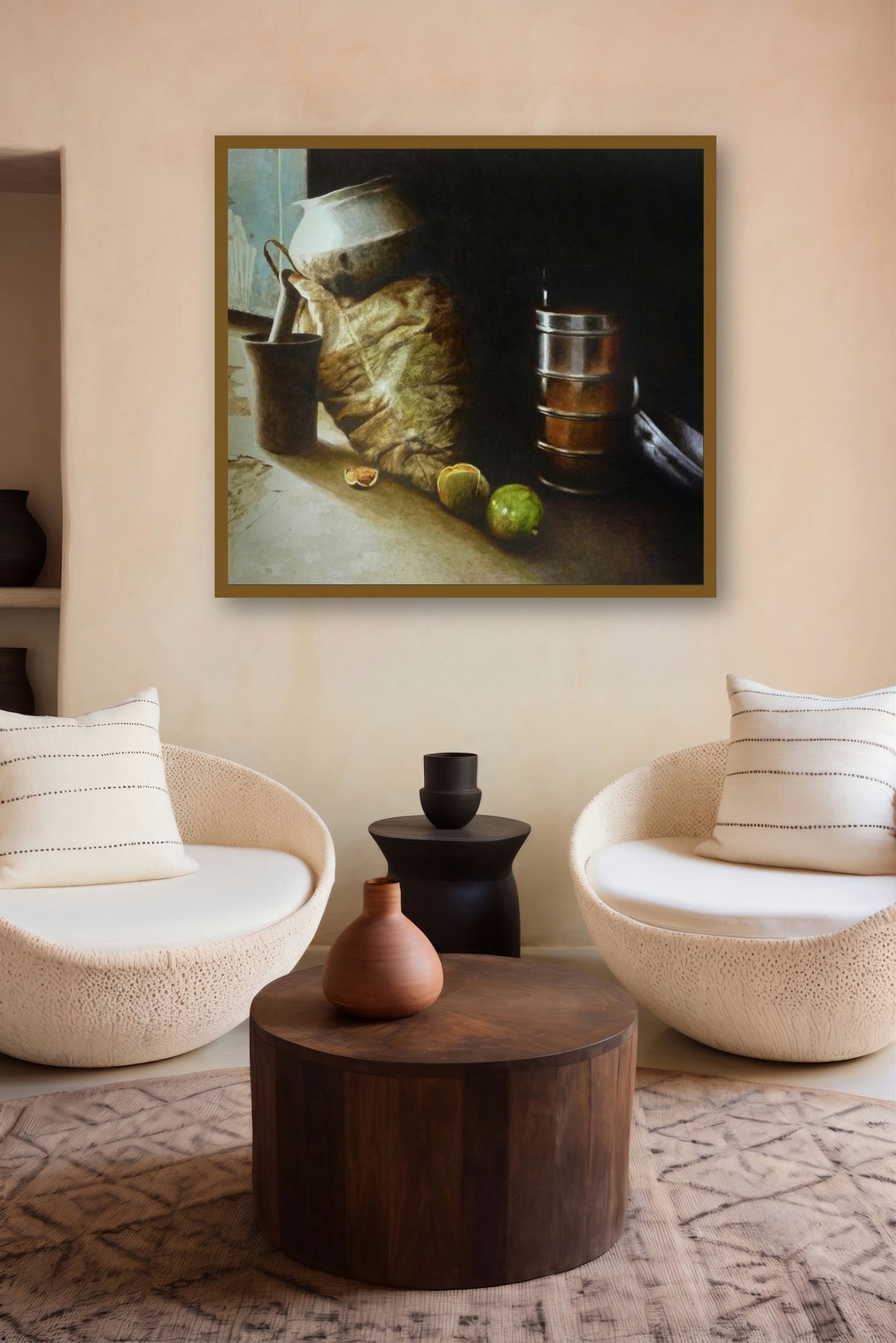 Still Life 3 (Everyday Echoes) by artist Raghunath Sahoo displayed in a Minimalist gallery