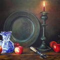 Still Life With A Candle' still-life oil painting by artist Bhavesh Joshi, 24x36 inch, on canvas