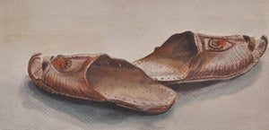 Still Life I (Time-worn Treasures) by Bhavesh Patel, Original Watercolor Still-Life Painting on Paper, X-Small Horizontal Wall Art