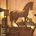 Cityscape sculpture titled 'Still Standing Tall', 9x13x4 inches, by artist Shriram Mandale on Teak Wood