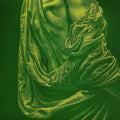 Stillness In Green by Abid Shaikh, Original Acrylic-Oil Figurative Painting on Canvas, X-Large Square Wall Art