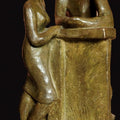 Figurative sculpture titled 'Stolen Moment', 14x9x9 inches, by artist Somnath Chakraborty on Bronze