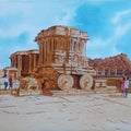 Stone Chariot Hampi' religious watercolor painting by artist Rahul Salve, 10x14 inch, on paper