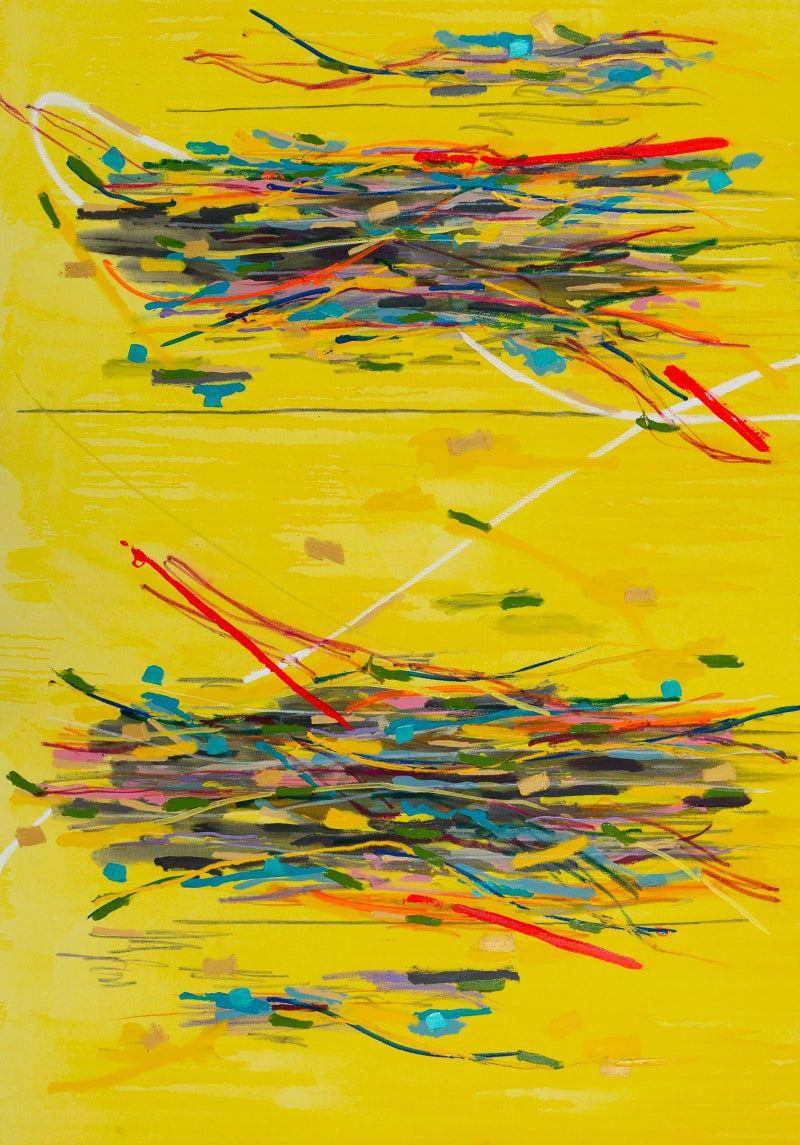 Stooks' abstract mixed-media painting by artist Sheena Bajaria, 84x60 inch, on canvas