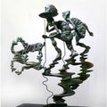 The Stories Of Immigrents 4' figurative Bronze sculpture by artist Rohan Pawar, 20x25 inch, on bronze