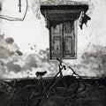 Still-life printmaking titled 'Story Behind Every Window 1', 10x8 inches, by artist Attri Chetan on Paper