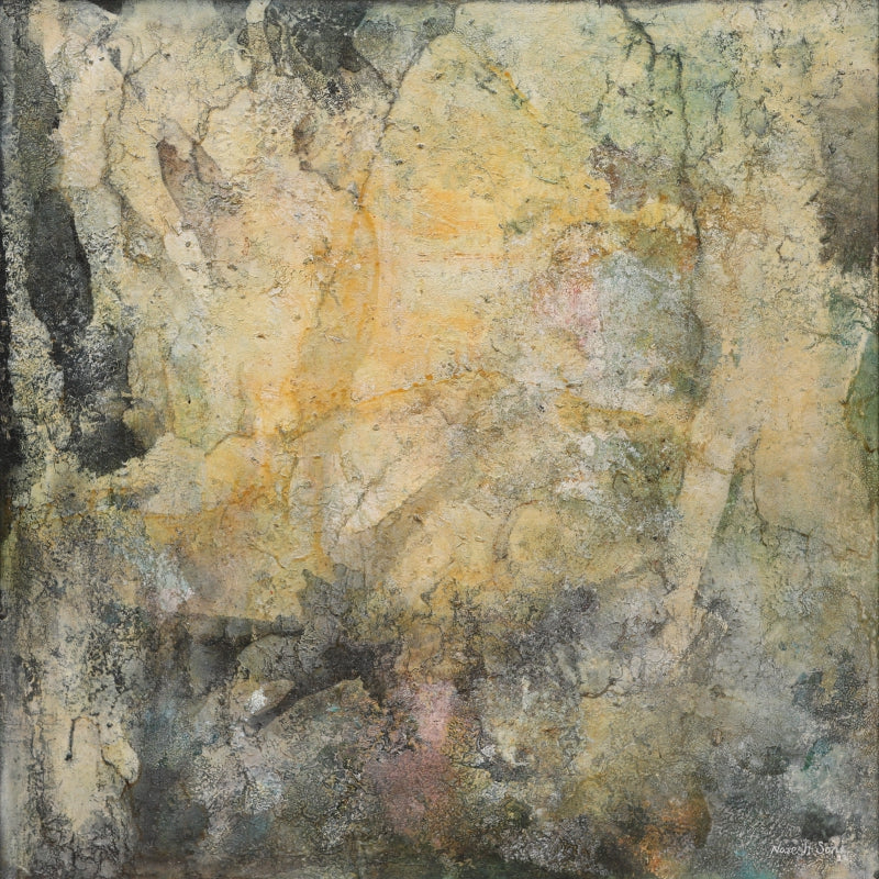 Strata Codex' contemporary mixed-media painting by artist Naresh Soni, 30x30 inch, on canvas