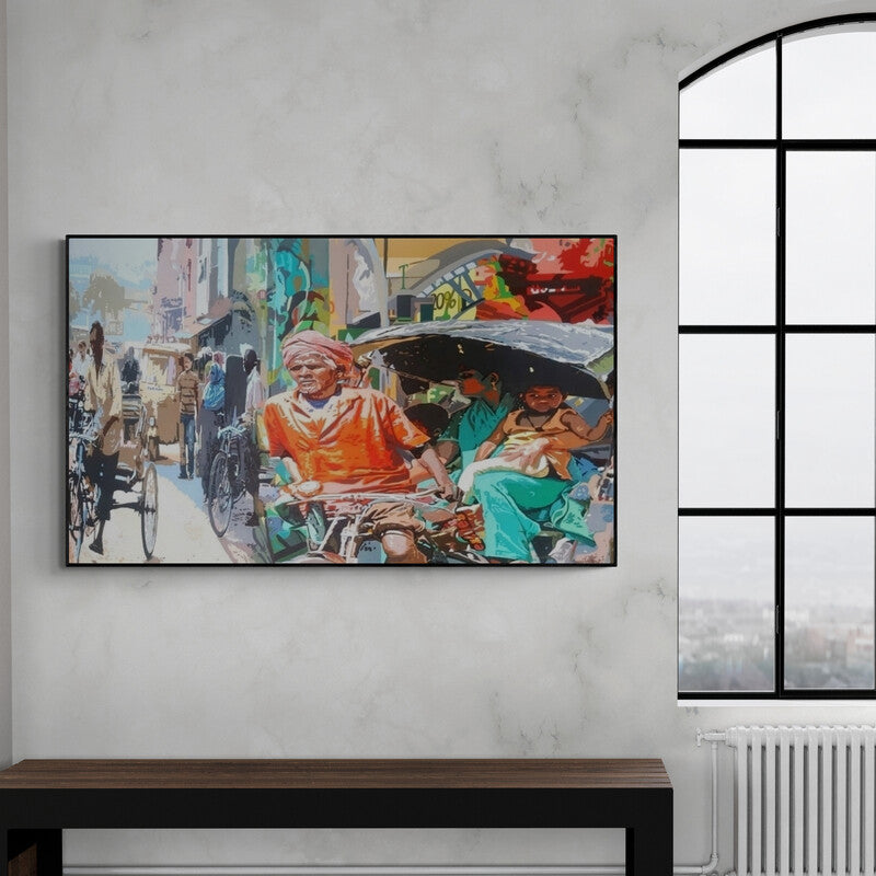 In-situ view of Fawad Tamkanat's 'Street 2' painting in a room