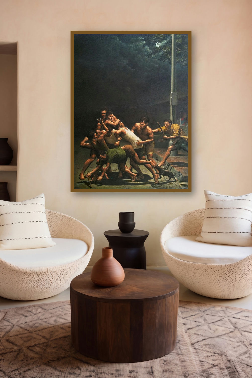 Street Fighting by artist Sanjay Sarfare displayed in a Minimalist gallery