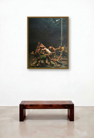 Street Fighting by artist Sanjay Sarfare displayed in a Art Deco Hallway
