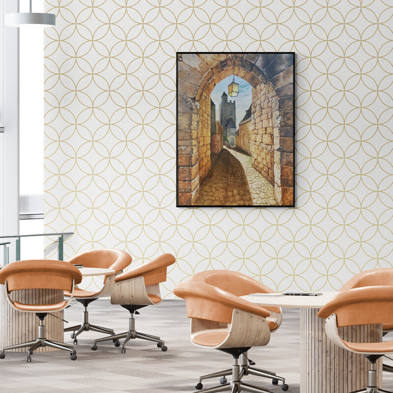 Preview of 'Street Stone (Gateway to the Past)' Painting by Dhirendra Mandge shown on a wall in a furnished room.