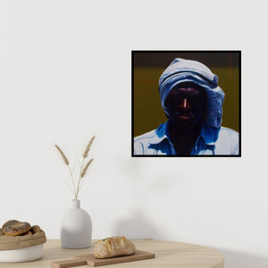 Preview of 'Street Vendor' Painting by Abid Shaikh shown on a wall in a furnished room.