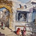 Cityscape watercolor painting titled 'Streets of Jodhpur', 16x12 inches, by artist Mrutyunjaya Dash on Paper