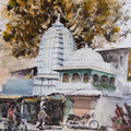 Cityscape watercolor painting titled 'Streets of Udaipur', 16x12 inches, by artist Mrutyunjaya Dash on Paper