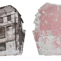 Structure 1 Pink Wall' contemporary etching printmaking by artist Pooja Shinde, 10x20 inch, on paper