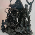 Struggle' figurative Stone sculpture by artist Shibu Sengupta, 22x18 inch, on stone