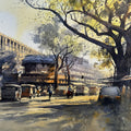 Cityscape watercolor painting titled 'Sub Khar Road Station West', 22x30 inch, by artist Nanasaheb Yeole on Paper