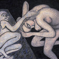 Nude serigraphs painting titled 'Subdued', 22x30 inch, by artist Jogen Chowdhury on Paper